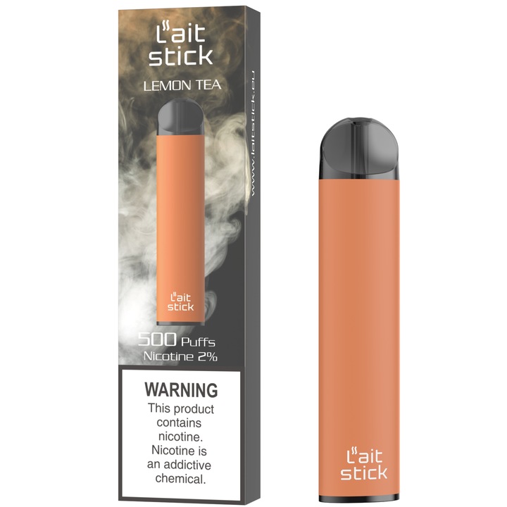 Tigara electronica Lait Stick, tip narghilea, 500 de fumuri, 2% nicotina, aroma placut intensa, Ceai de Lamaie