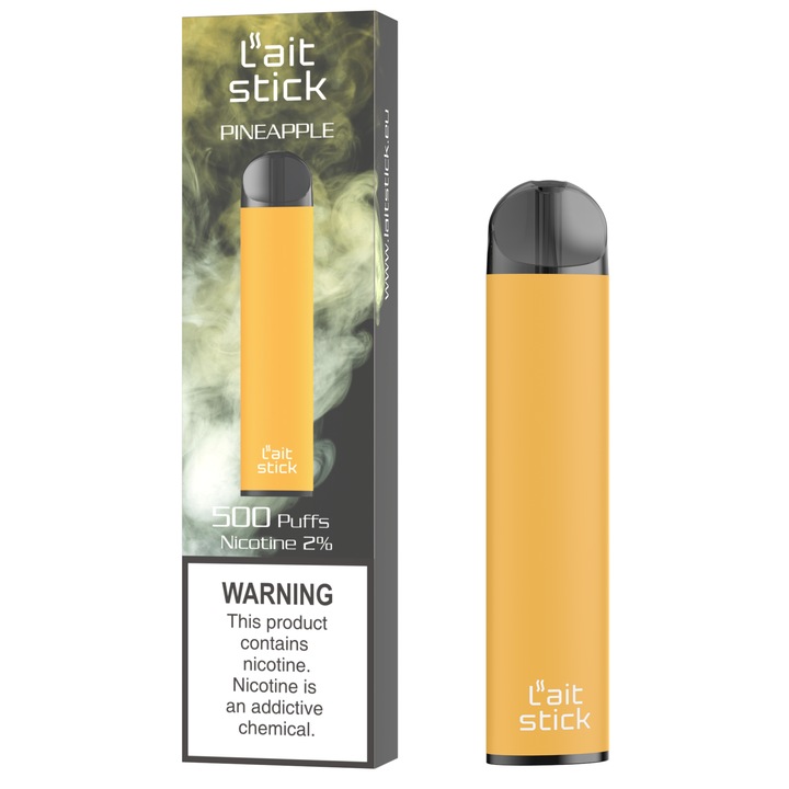 Tigara electronica Lait Stick, tip narghilea, 500 de fumuri, 2% nicotina, aroma placut intensa, Ananas