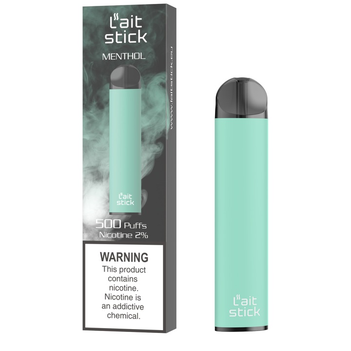 Tigara electronica Lait Stick, tip narghilea, 500 de fumuri, 2% nicotina, aroma placut intensa, Mentol