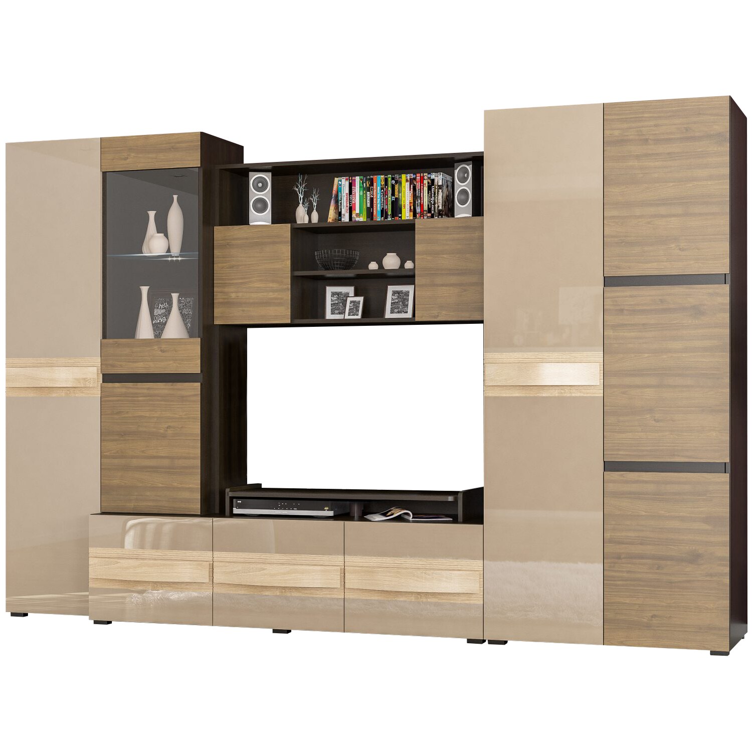 Set living Glamur, 300x57x198cm, wenge/nuc