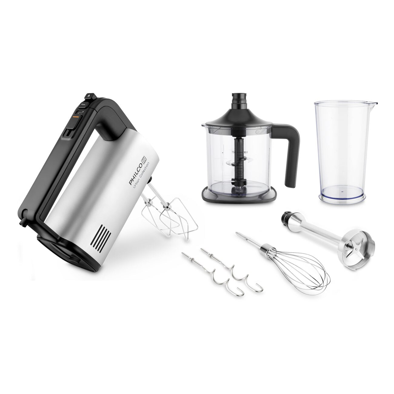 Mixer Philco PHHM 6325, 500W, 0.8 L, bol amestecare, aluminiu andonizat, argintiu