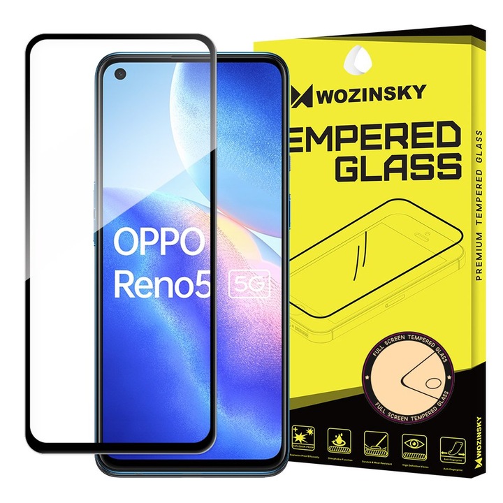 Протектор Wozinsky Tempered Glass Full Glue Super Tough за Oppo Reno 5 5G / Reno 5 4G / Find X3 Lite, черен