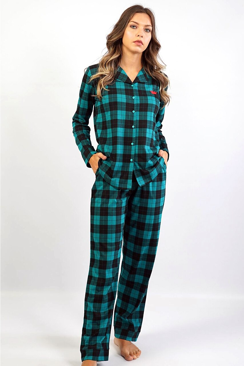 Pijama Dama Vienetta, Model 'Crown of Beauty', Culoare Verde