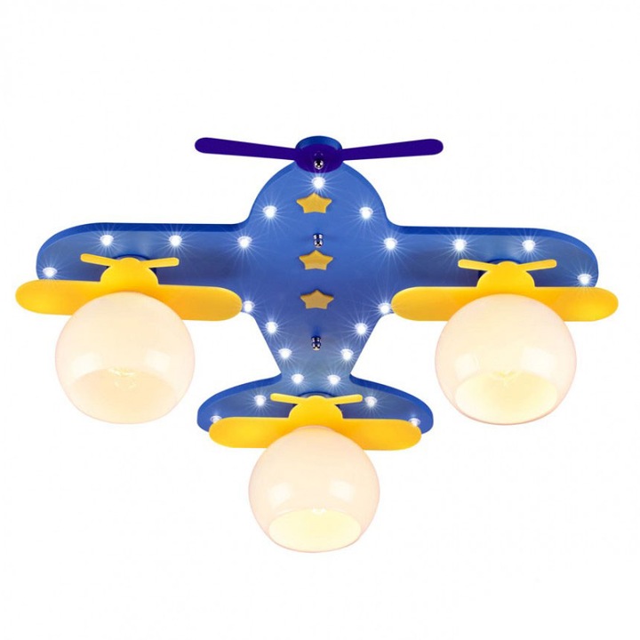 Candelabru, Lightex, PLANE, 3xE27, 530x530x200mm, Albastru/Galben