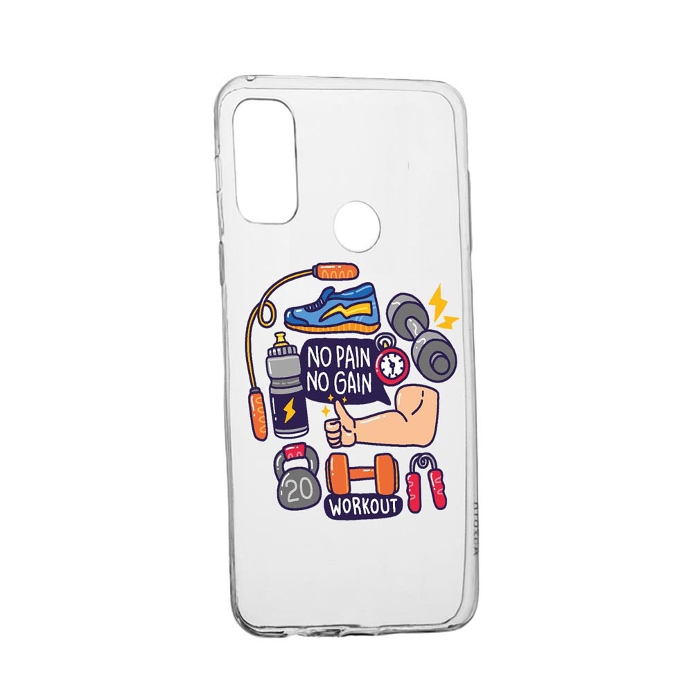 Husa Silicon Compatibila cu Motorola Moto G20, No Pain No Gain, rezistenta la uzura, anti-alunecare, 783