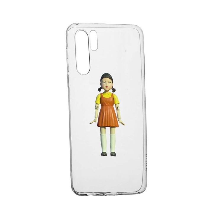 Силиконов калъф, съвместим с Huawei P30 Pro, Squid Game - Doll Girl, устойчивост на износване, противоплъзгащ се, 851
