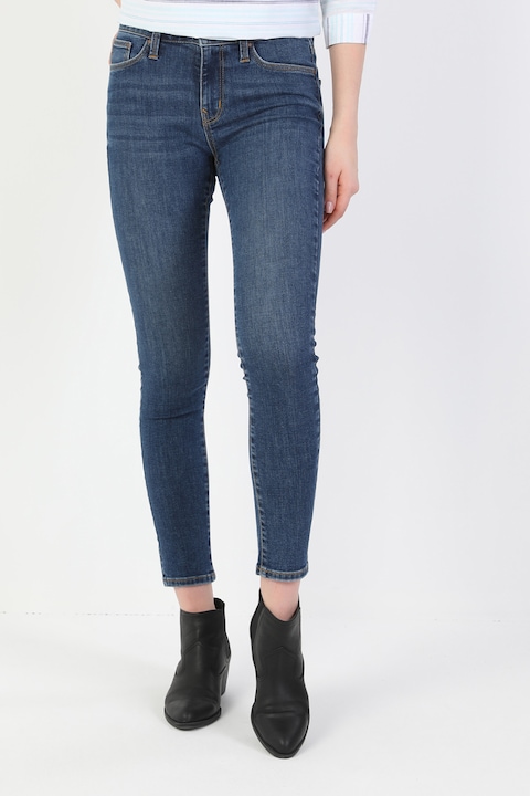 COLIN'S, Blugi crop skinny cu aspect decolorat, Albastru