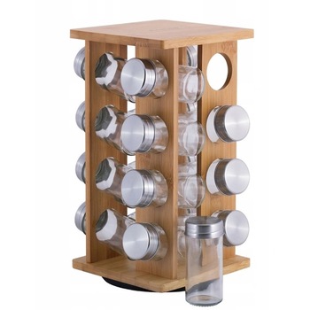 Raft rotativ pentru condimente, Puresa Good Wood, Bambus, 16 borcane incluse, 15 x 15 x 30 cm, Natur Raft rotativ pentru condimente, Puresa Good Wood, Bambus, 16 borcane incluse, 15 x 15 x 30 cm, Natur