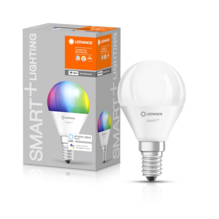 Ledvance Smart+ LED крушка, Wifi управление, 5W, RGBW, E14, 470lm, Димируема