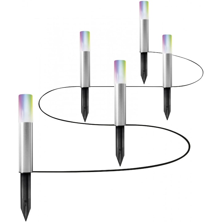 Set cu 5 lampi de gradina LED smart, Ledvance, 36 cm, 180 lm, Gri