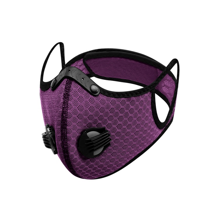 Masca Sport, THK, Mov, Sport, cu Filtru de Carbon, 2 Valve