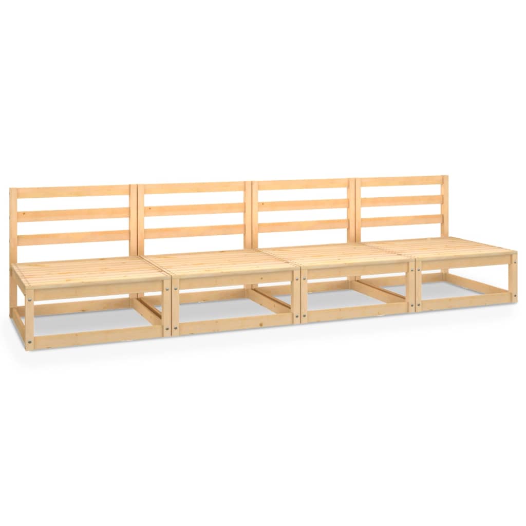 Canapea de gradina din lemn masiv cu 4 locuri vidaXL, Lemn, 70 x 70 x 67 cm, Maro