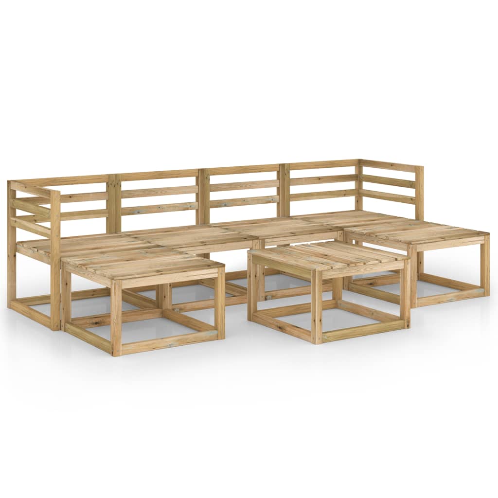 Set mobilier de gradina din paleti de pin verde tratat cu 4 canapele si 3 tabureti vidaXL, Lemn, Maro