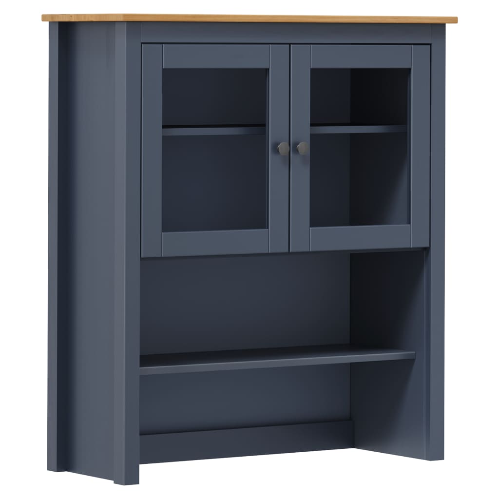 Comoda Hill Range, vidaXL, Lemn masiv de pin, 90 x 33 x 100 cm, Gri si Maro Miere