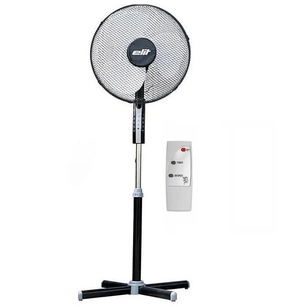 Ventilator cu picior FR-16B, Telecomanda inclusa, Plastic, 41 cm diametru, 45 W, 3 viteze, Negru