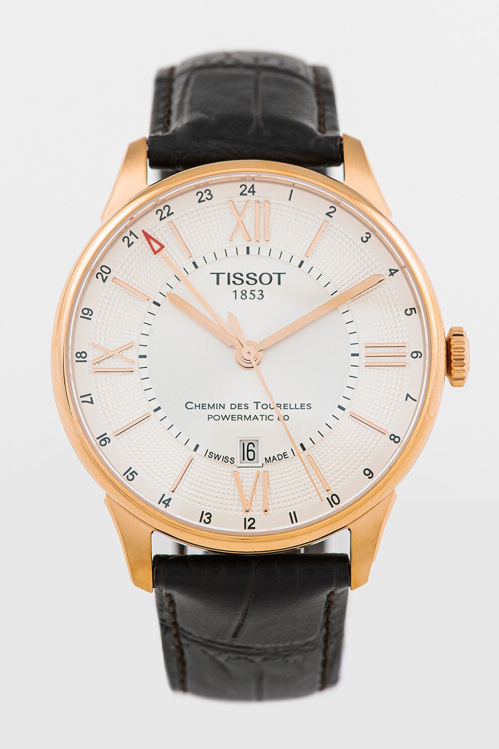Tissot, Ceas automatic cu o curea din piele, Negru/Bronz