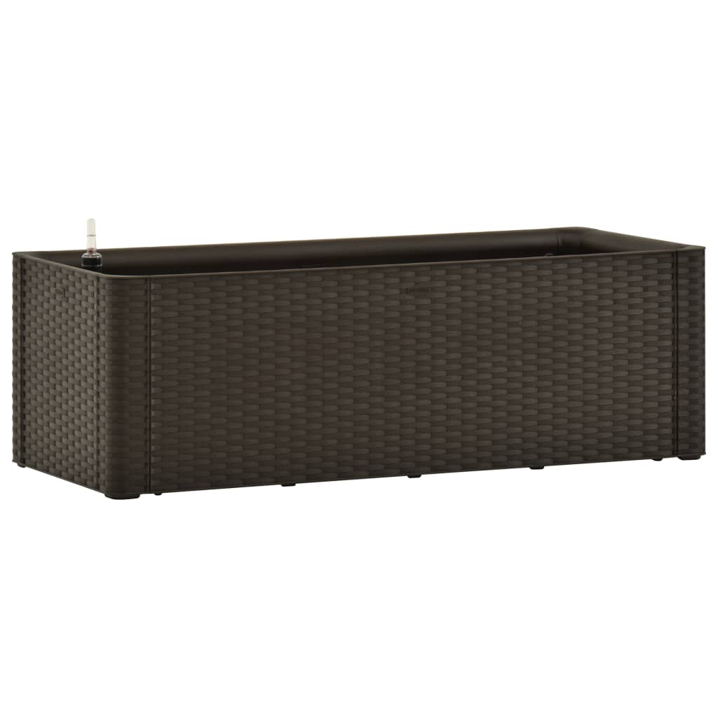 Strat inaltat pentru plante cu sistem irigare, vidaXL, Polipropilena, 100 x 43 x 33 cm, Maro