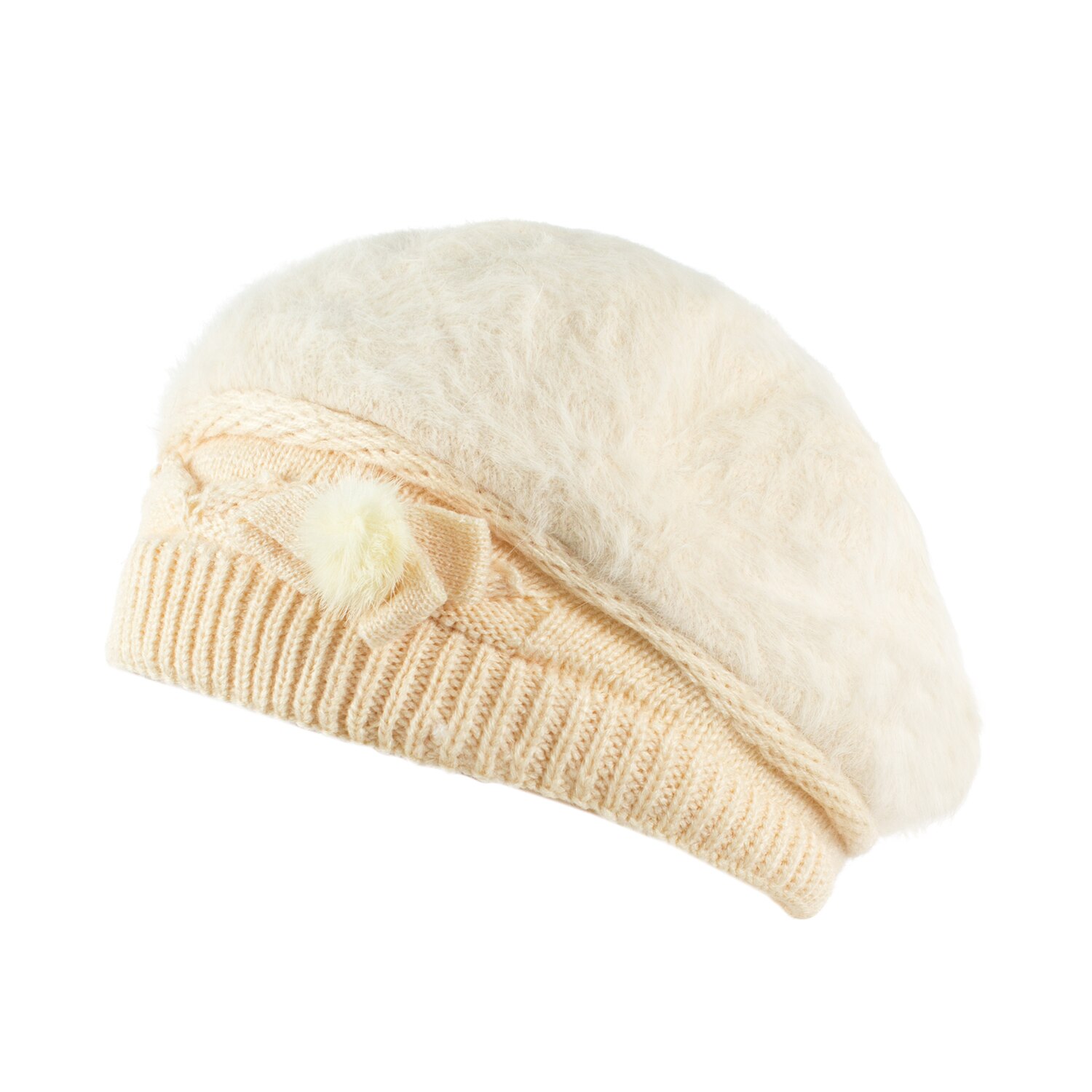 Bereta dama din lana Pami, C-D621-275, Crem
