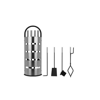 Set accesorii semineu, suport cu 4 piese, otel, 55 cm Set accesorii semineu, suport cu 4 piese, otel, 55 cm