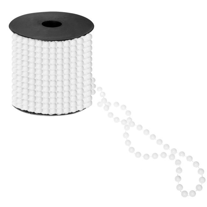 Sirag margele decorative pentru brad 10 m, culoare alb