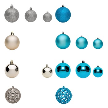 Set 50 de globulete, Zola®, albastre si argintii, modele si marimi diferite,cu sclipici, 3-4-6 cm Set 50 de globulete, Zola®, albastre si argintii, modele si marimi diferite,cu sclipici, 3-4-6 cm