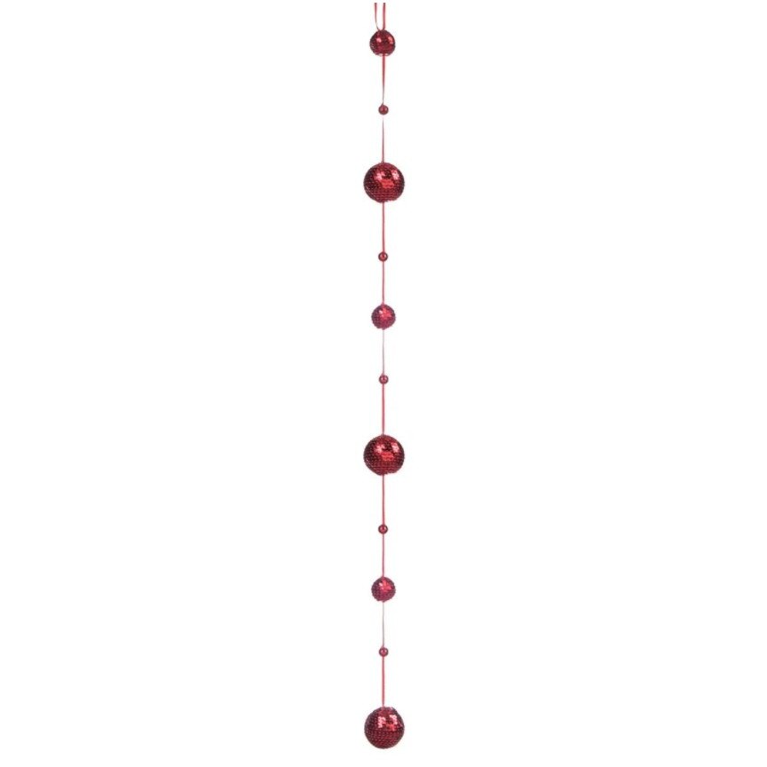 Decoratiune de Craciun, Zola®, care atarna, din globulete rosii cu paiete, 90 cm