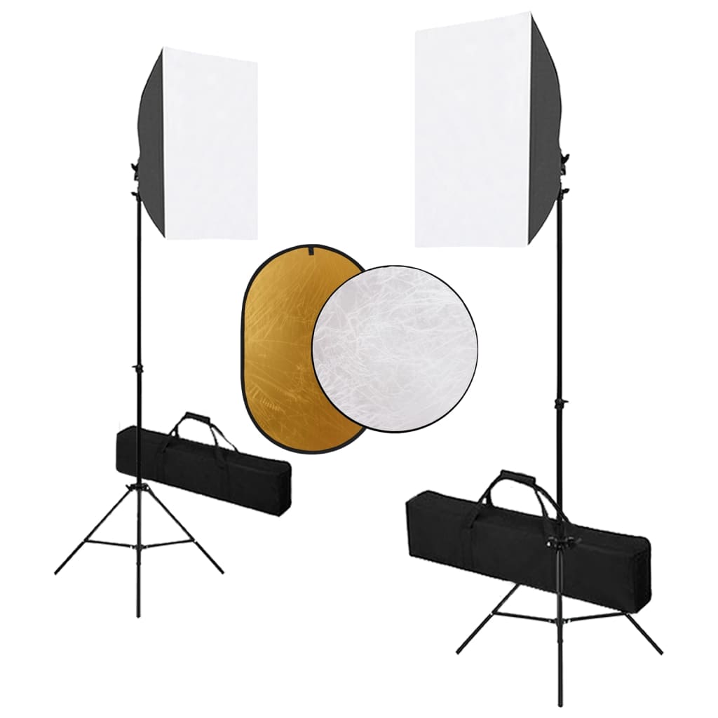Kit de studio lumini softbox si reflector, vidaXL, Aluminiu, 220 - 240 V, 50-60 Hz