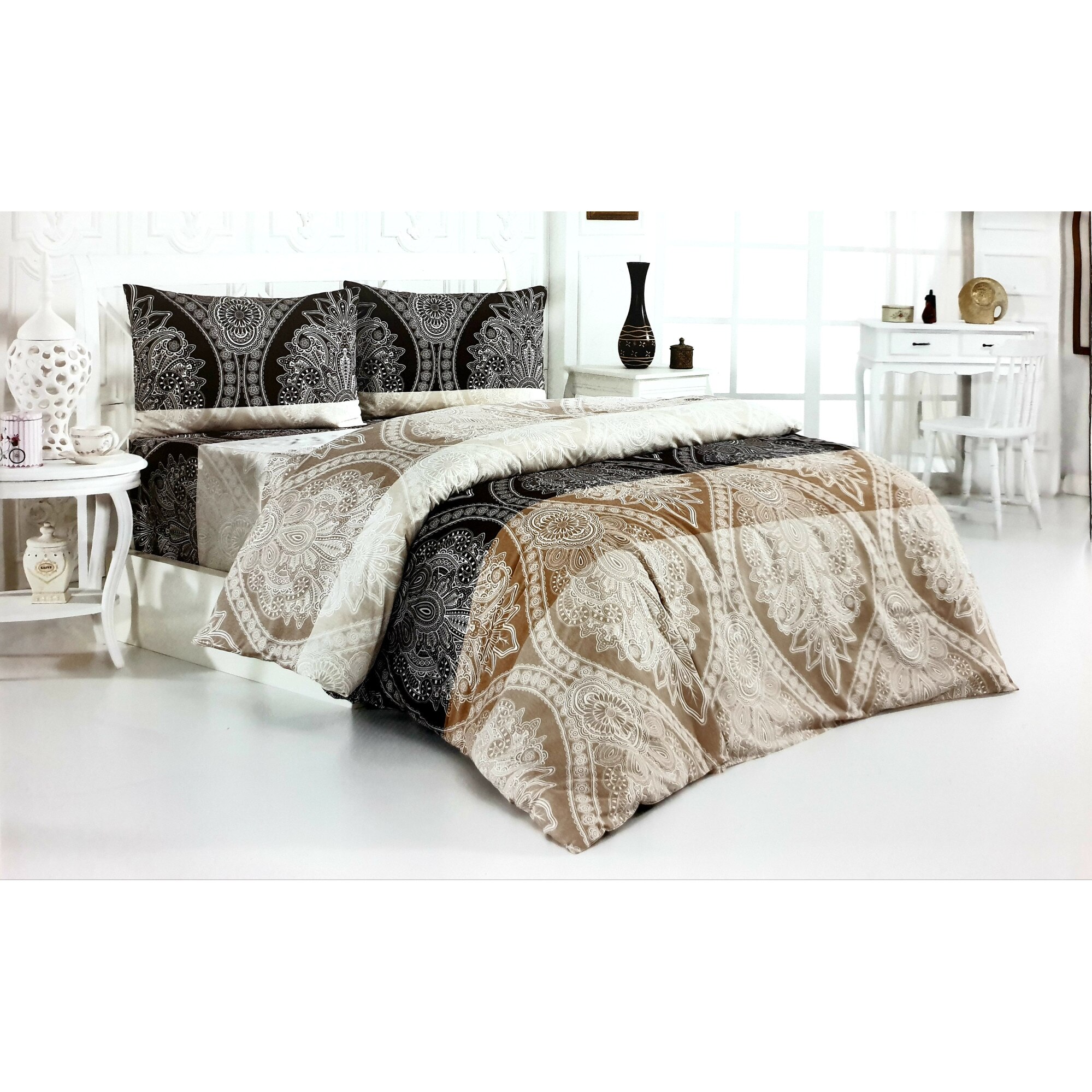 Set Lenjerie de Pat, Defne, Sofia Multicolor, 4 piese, 2 persoane