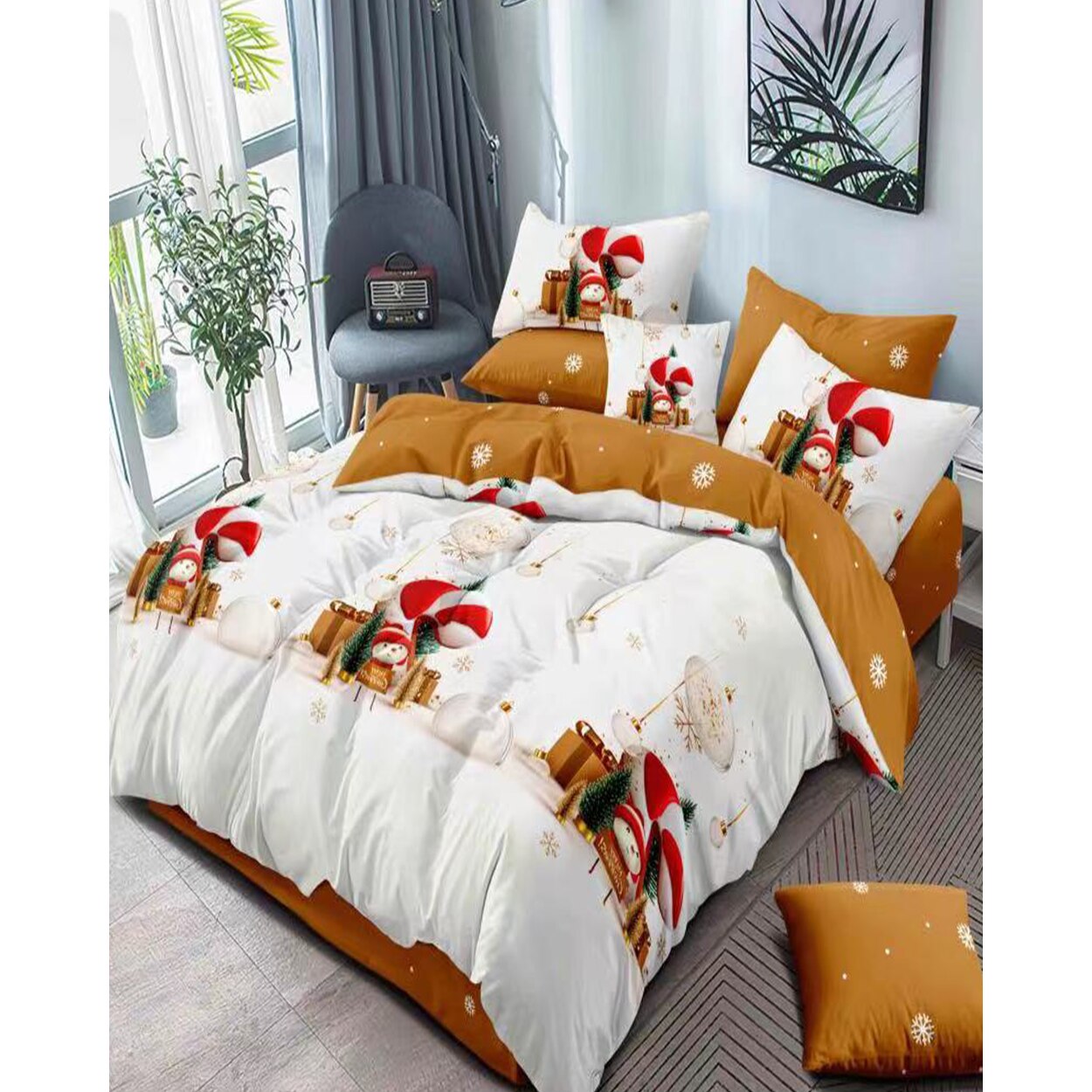 Lenjerie Craciun, Bumbac Finet, 6 piese, Christmas Candy, FNMC-15