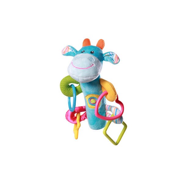Jucarie chitaitoare din plus cu inele BabyOno Vacuta 1138, Multicolor