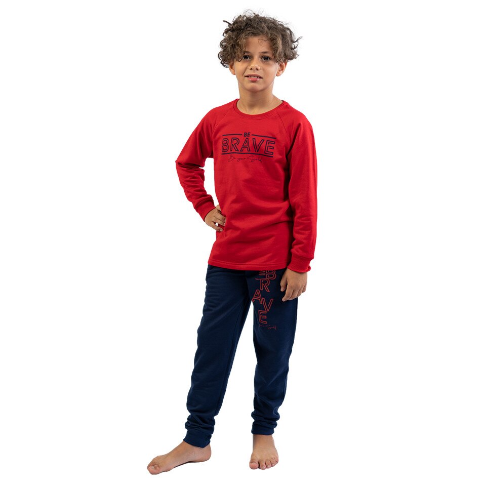 Pijamale copii, baieti, Vienetta, Be Brave, Rosu/Bleumarin