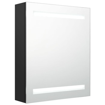 Dulap de baie cu oglinda si LED, vidaXL, MDF-sticla, 50x14x60 cm, Negru