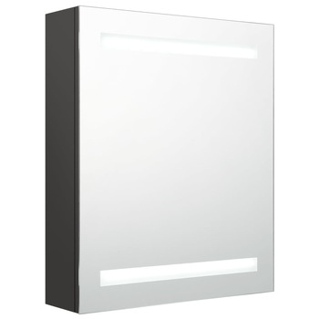 Dulap de baie cu oglinda si LED, vidaXL, MDF-sticla, 50x14x60 cm, Antracit