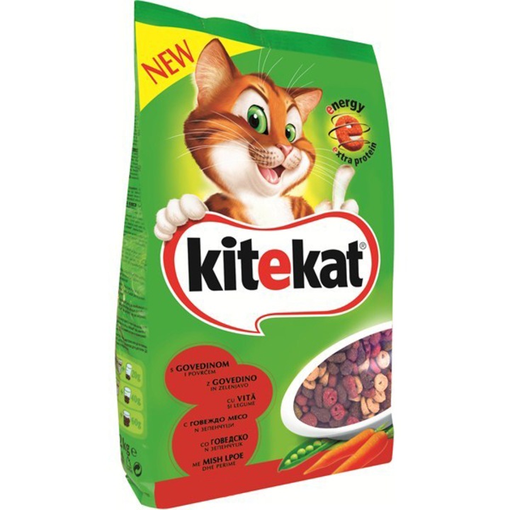 Суха храна за котки Kitekat Телешко & Зеленчуци, 1.8 кг