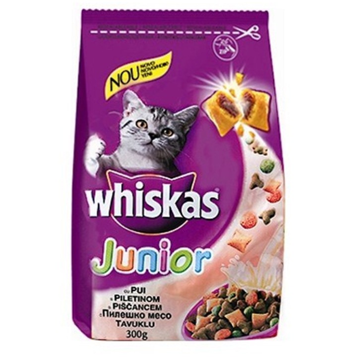 Hrana uscata pentru pisici Whiskas, Junior, Pui, 300g