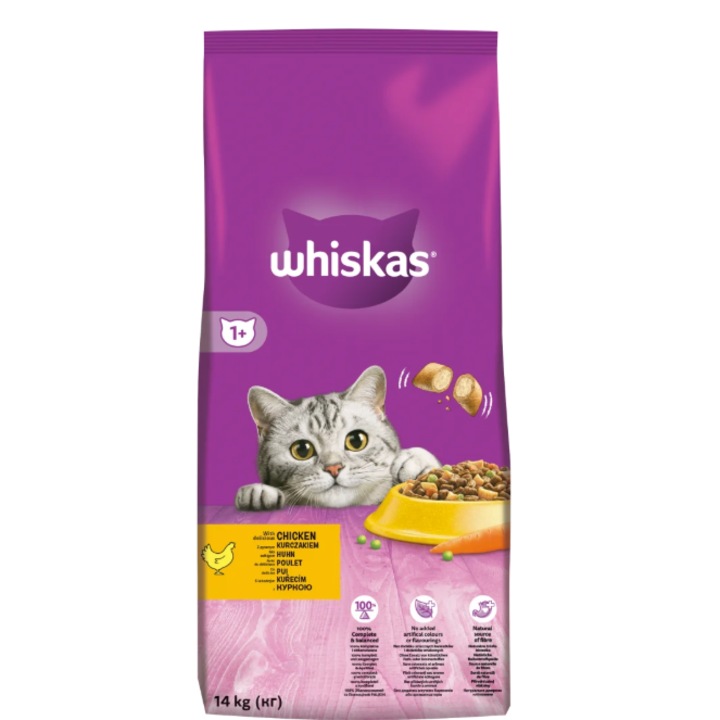 Hrana uscata pentru pisici Whiskas, Pui, 14Kg