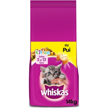 Hrana uscata pentru pisici Whiskas Junior, Pui, 14Kg Hrana uscata pentru pisici Whiskas Junior, Pui, 14Kg