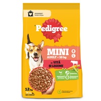 Hrana uscata pentru caini Pedigree Adult, Talie Mica, Vita si Legume, 12Kg