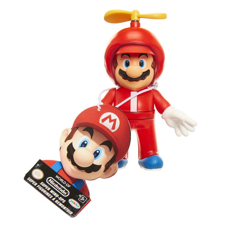 Figurina World of Mario Wind Up cu cheita - Model Mario, 6 cm