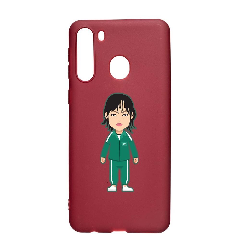 Husa Silicon Compatibila cu Samsung Galaxy A21, Squid Game - Gamer 067, rezistenta la uzura, anti-alunecare, Pomegranate, PG840
