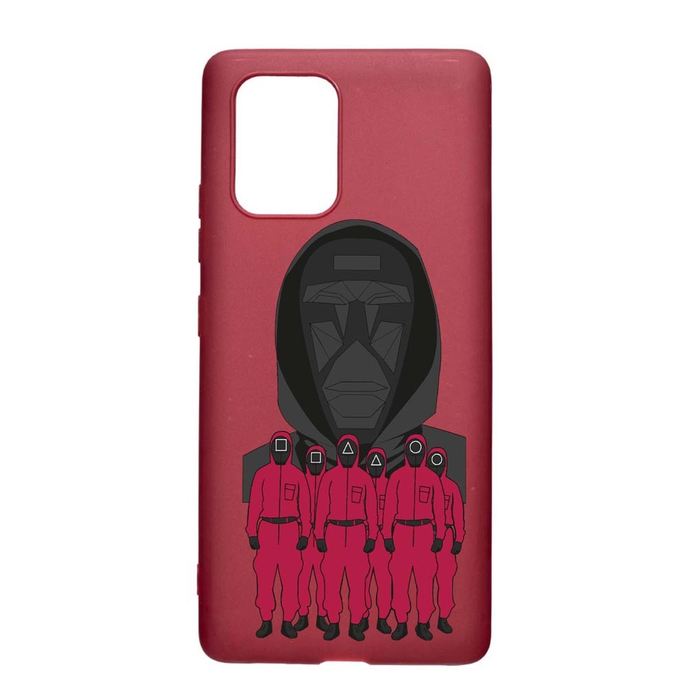 Husa Silicon Compatibila cu Apple iPhone 11, Squid Game - Front Man And Soldier, rezistenta la uzura, anti-alunecare, Pomegranate, PG841
