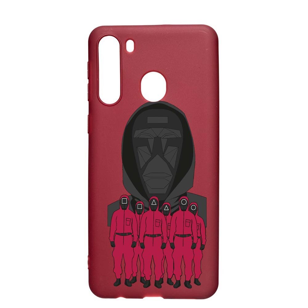 Husa Silicon Compatibila cu Samsung Galaxy A21, Squid Game - Front Man And Soldier, rezistenta la uzura, anti-alunecare, Pomegranate, PG841