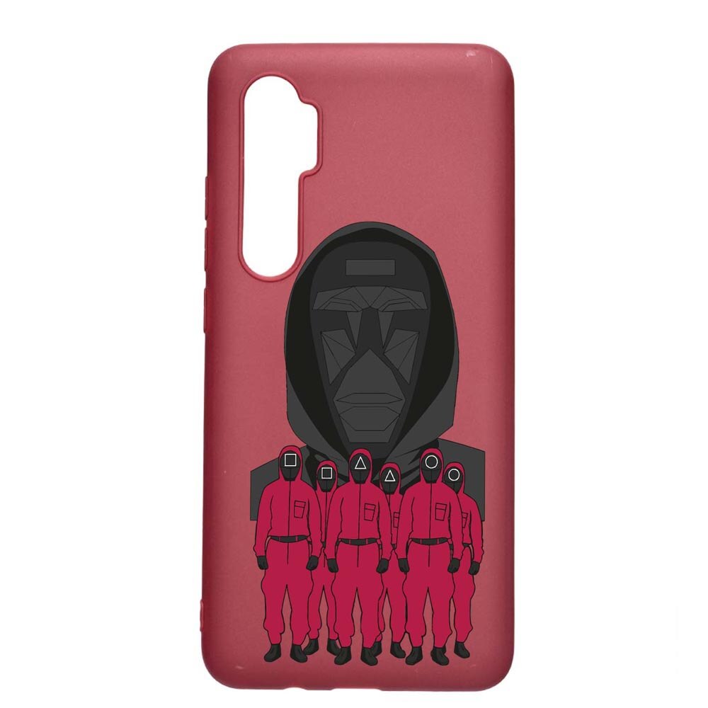 Husa Silicon Compatibila cu Xiaomi Mi Note 10 Lite, Squid Game - Front Man And Soldier, rezistenta la uzura, anti-alunecare, Pomegranate, PG841
