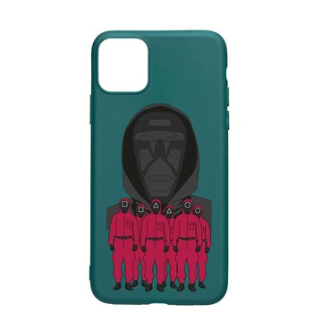 Husa Silicon Compatibila cu Apple iPhone 11 Pro Max, Squid Game - Front Man And Soldier, rezistenta la uzura, anti-alunecare, ForestGreen, FG841 Husa Silicon Compatibila cu Apple iPhone 11 Pro Max, Squid Game - Front Man And Soldier, rezistenta la uzura, anti-alunecare, ForestGreen, FG841