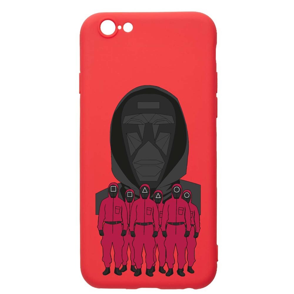 Husa Silicon Compatibila Cu Apple iPhone 6S / 6, Squid Game - Front Man And Soldier, rezistenta la uzura, anti-alunecare, Red, R841