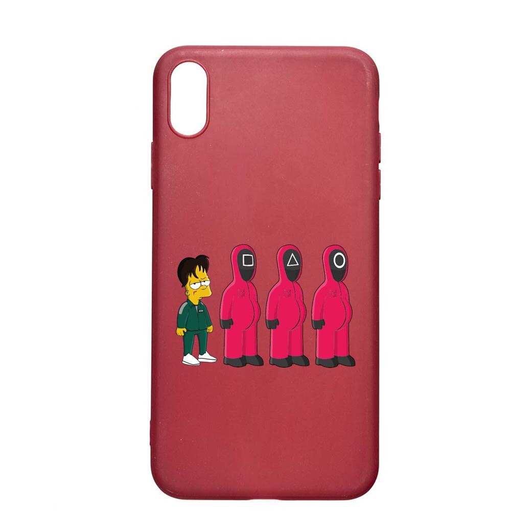 Husa Silicon Compatibila cu Apple iPhone XS / X, Squid Game - Simpson, rezistenta la uzura, anti-alunecare, Pomegranate, PG842