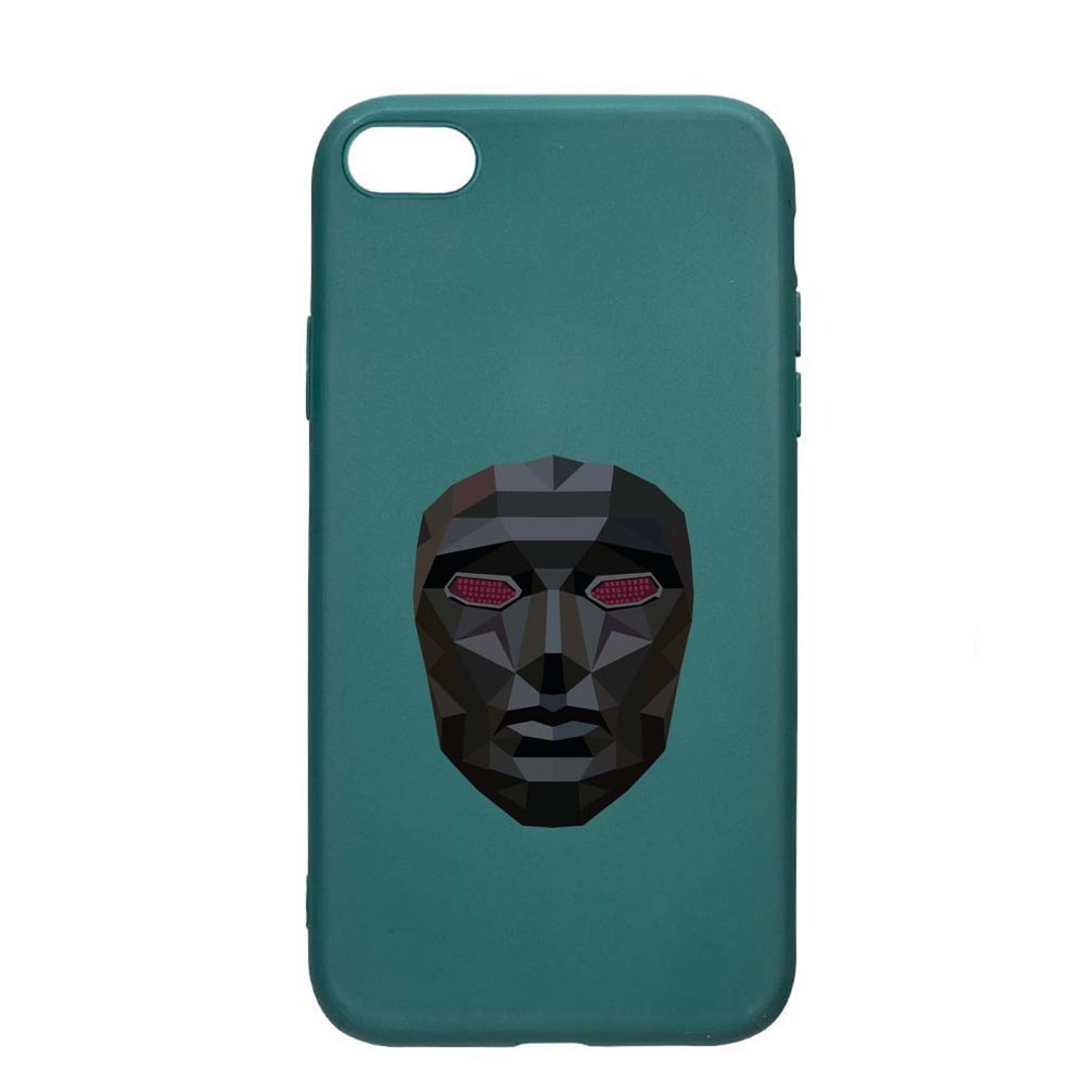 Husa Silicon Compatibila cu Apple iPhone SE 2 / iPhone 8 / iPhone 7, Squid Game - Mask Front Man, rezistenta la uzura, anti-alunecare, ForestGreen, FG844