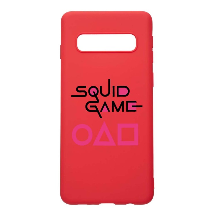 Силиконов калъф, съвместим със Samsung Galaxy S10 Plus, Squid Game - Title, устойчивост на износване, противоплъзгащ се, червен, R847