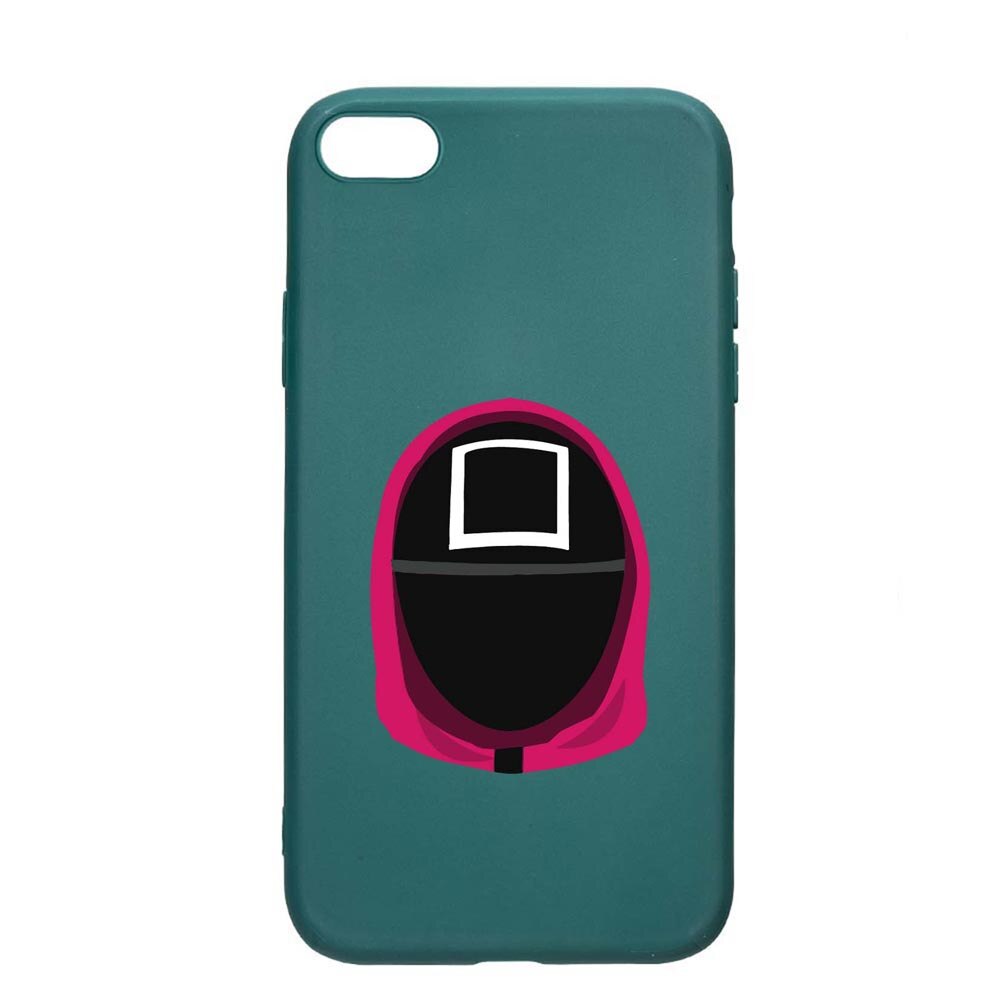 Husa Silicon Compatibila cu Apple iPhone SE 2 / iPhone 8 / iPhone 7, Squid Game - Soldier Square, rezistenta la uzura, anti-alunecare, ForestGreen, FG848
