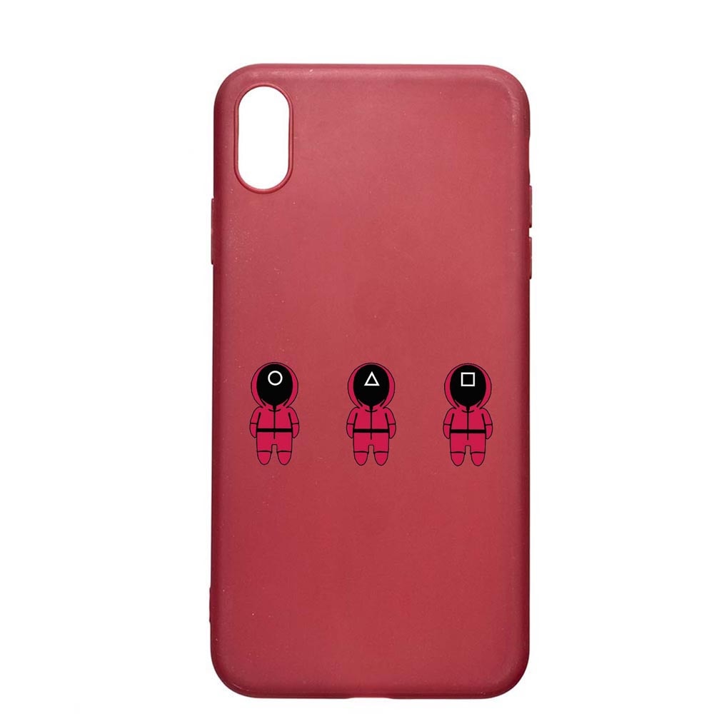 Husa Silicon Compatibila cu Apple iPhone XS / X, Squid Game - Soldier Cartoon, rezistenta la uzura, anti-alunecare, Pomegranate, PG849
